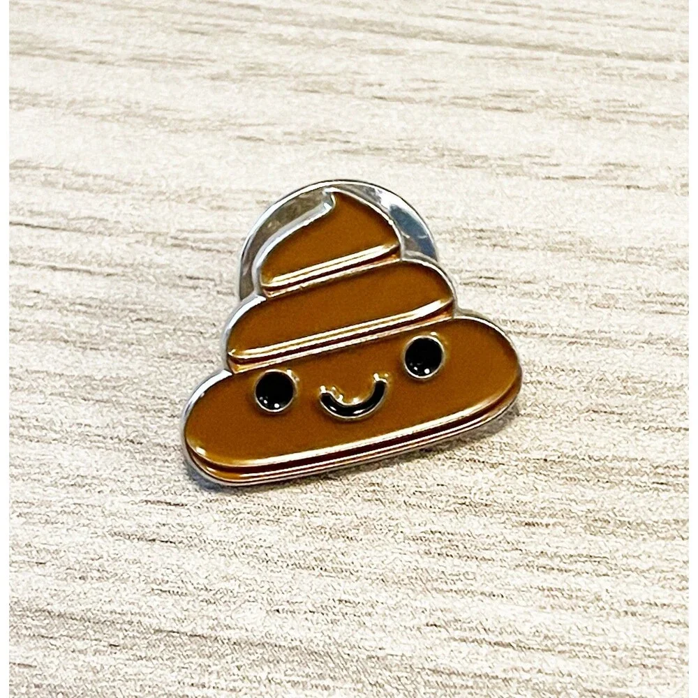 Cute Kawaii Toilet Paper & Poop Enamel Lapel Pins Set of 2 Funny Bathroom
